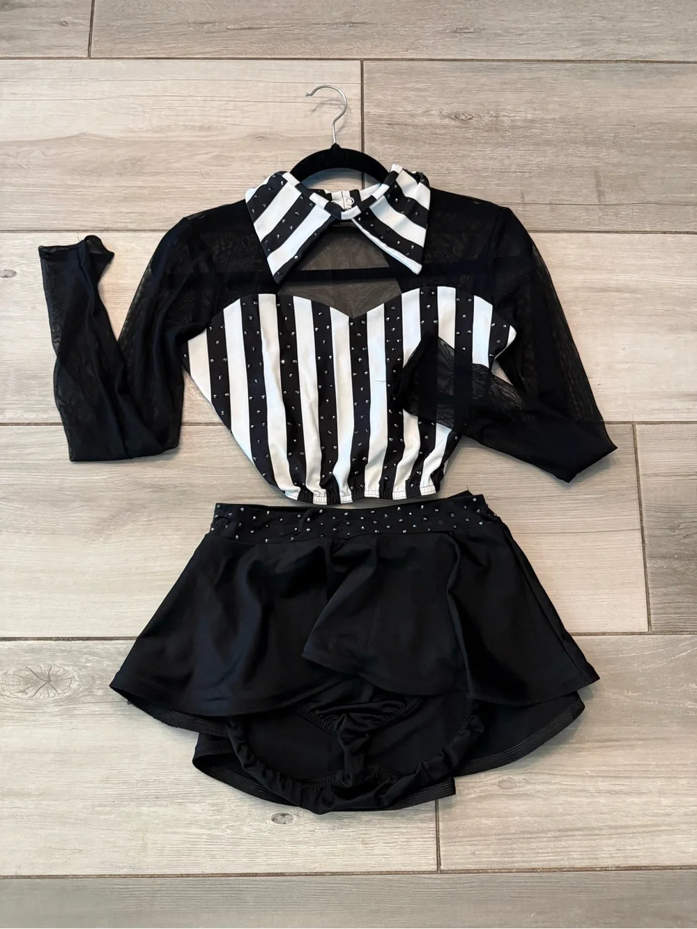 Black & White Striped Teen Two -Piece Dance Costume